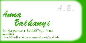 anna balkanyi business card